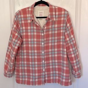 L.L. Bean Plaid Sherpa Lined Top Shacket Medium